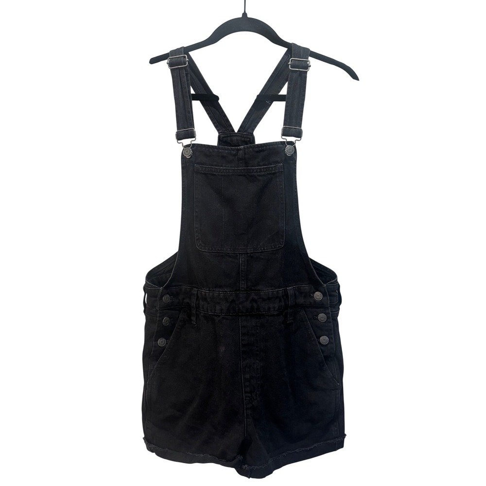 Madewell Black Denim Shortall Overalls Jumper Buckle Straps Size Medium